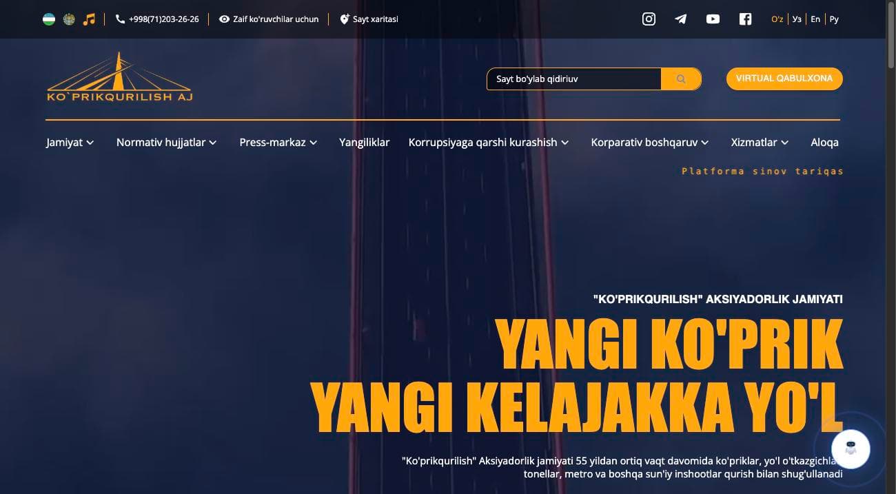 Corporate Website interface